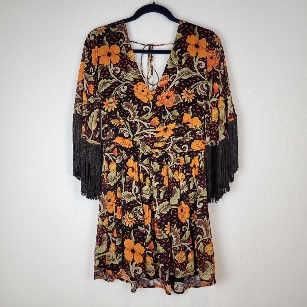 NWOT Verb by Pallavi Singhee Floral Fringe Mini Dress Size SP - Picture 4 of 15